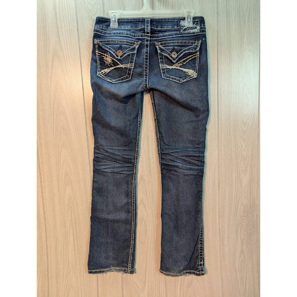 Silver Tuesday Bootcut Jeans Women Size 27/31  Mid Rise Distressed Blue Denim - Picture 4 of 12